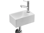 Lave-mains pour toilettes, suspendu et compacte, en céramique blanche, Largeur 30 cm, Profondeur 18 cm, Hauteur 11 cm, Livraison 5-7 jours OFFERTE.